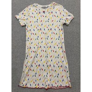 Rachel Antonoff Fitz White Pointelle Knit Sleep Dress Primary Print Small Preppy